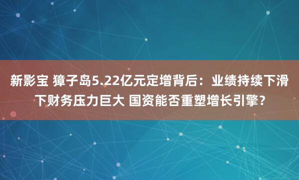 新影宝 獐子岛5.22亿元定增背后：业绩持续下滑下财务压力巨大 国资能否重塑增长引擎？