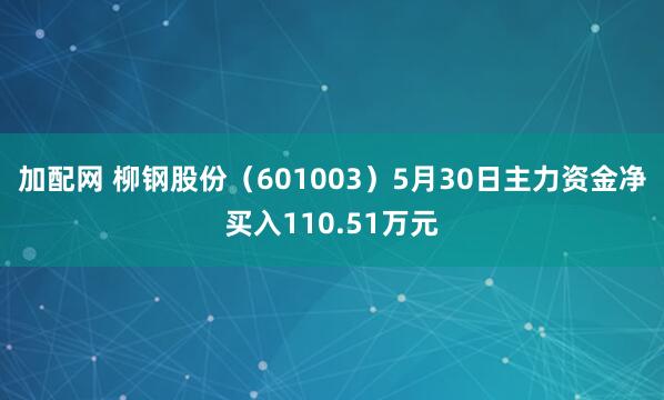加配网 柳钢股份（601003）5月30日主力资金净买入110.51万元