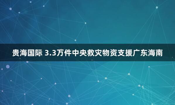 贵海国际 3.3万件中央救灾物资支援广东海南